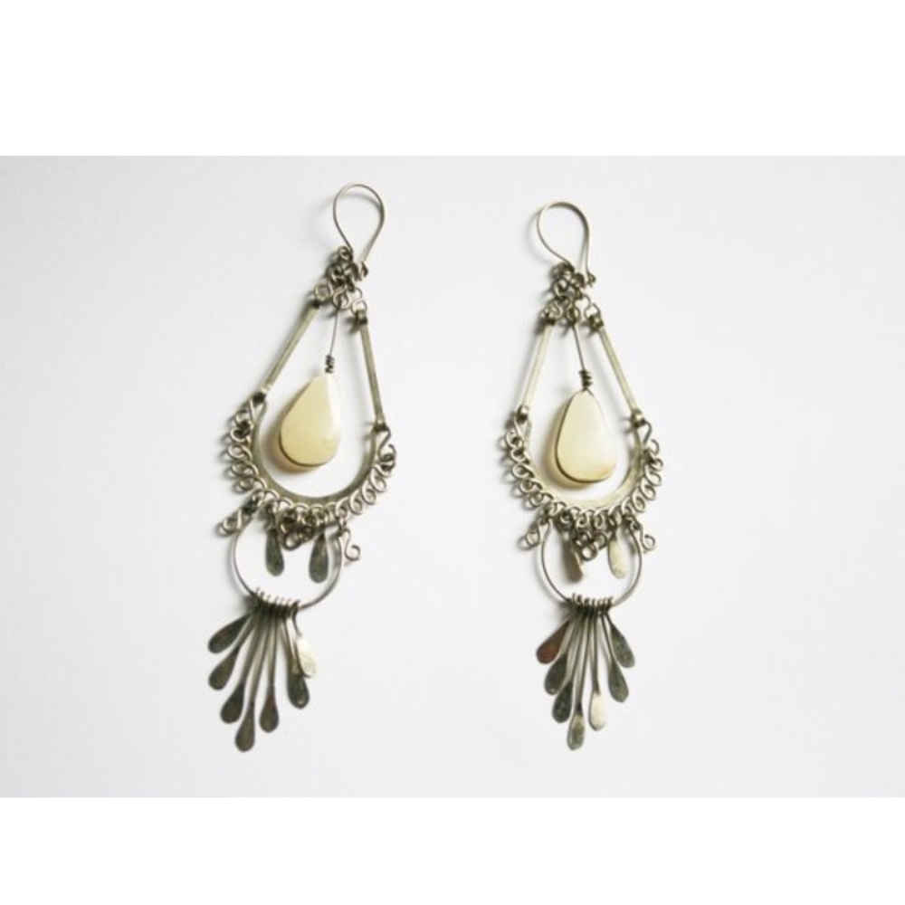 Vintage Silver and Quartz Handmade Earrings